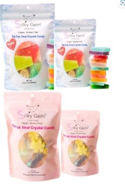 Silky Gem Sweet & Sour Bites TikTok Viral Crystal Candy Vegan, Gluten-Free (170g) Mix 4 Twin Taste Pack